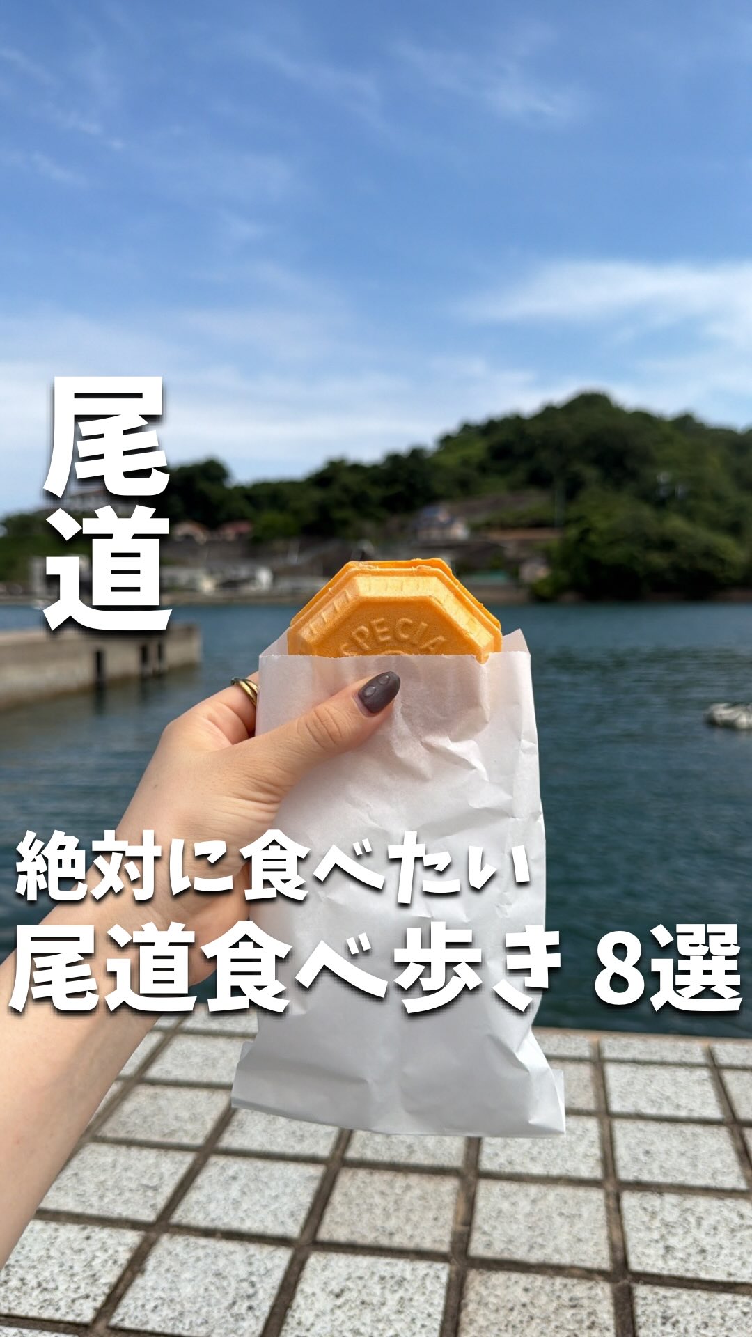 【絶対食べたい!! 尾道食べ歩き8選】
尾道で人気の食べ歩きグルメをご紹介🧏♀️
瀬戸内らしいレモンスイーツを楽しめる尾道は、
食べ歩きデートにもぴったりでした🍋
【尾道食べ歩き8選】
1. おやつとやまねこ 本店「尾道プリン」
2. からさわ「あいすもなか」
3. 夕やけカフェドーナツ「尾道レモンかき氷・レモンクリームドーナツ」
4. おやつとやまねこ 海辺店「尾道レモンシュークリーム」
5. 桂馬蒲鉾商店「駒焼」
6. カンキツスタンドオレンジ「本日の柑橘ジュース」
7. Yard Cafe「相馬牧場のアイスクリーム レモンクリーム味」
8. 檸檬とスパイス「レモネードソーダ」
尾道は、昔ながらの街並みを楽しみながら
瀬戸内らしいグルメを食べ歩けるのが魅力🍋
海沿いを散策しながら巡るのも楽しいエリアです🫶
おやつとやまねこ本店の尾道プリンは、
尾道を代表する人気スイーツ🍮
レトロかわいい瓶に入ったプリンで、
食べ歩きにもお土産にもおすすめです。
からさわのあいすもなかは、
パリッとしたもなかにひんやりアイスがたっぷり🍨
尾道の海を眺めながら食べたくなる定番グルメです。
夕やけカフェドーナツでは、
尾道レモンを使ったかき氷やドーナツを楽しめます🍋
爽やかなレモンの味わいで、暑い日の食べ歩きにもぴったり。
おやつとやまねこ海辺店の
尾道レモンシュークリームは、
レモンの爽やかな風味とクリームを楽しめるスイーツ🍋
桂馬蒲鉾商店の駒焼は、
尾道の老舗かまぼこ店で味わえる名物のひとつ🐴
魚の旨みを感じられる蒲鉾を気軽に楽しめます。
カンキツスタンドオレンジの本日の柑橘ジュースは、
瀬戸内の柑橘を使ったフレッシュなドリンク🍊
その時期ならではの柑橘を味わえるのも魅力です。
Yard Cafeでは、
相馬牧場のアイスクリームを楽しめます🍨
レモンクリ